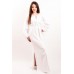 Boho Style Ukrainian Embroidered Maxi Broad Dress White on White "Flower Fantasy"